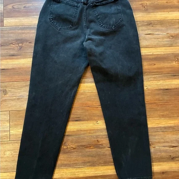 Vintage Lee High Rise Black Mom Jeans Tapered Leg 90s Grunge Size 12 M - Picture 8 of 15